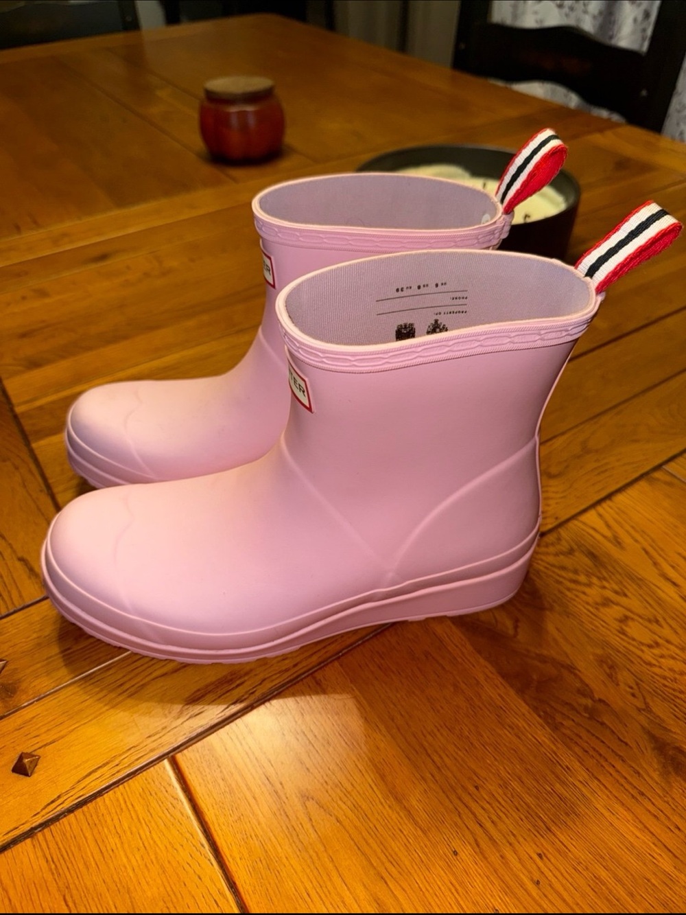Hunter light baby Pink Rubber short Rain play Boots women’s 8